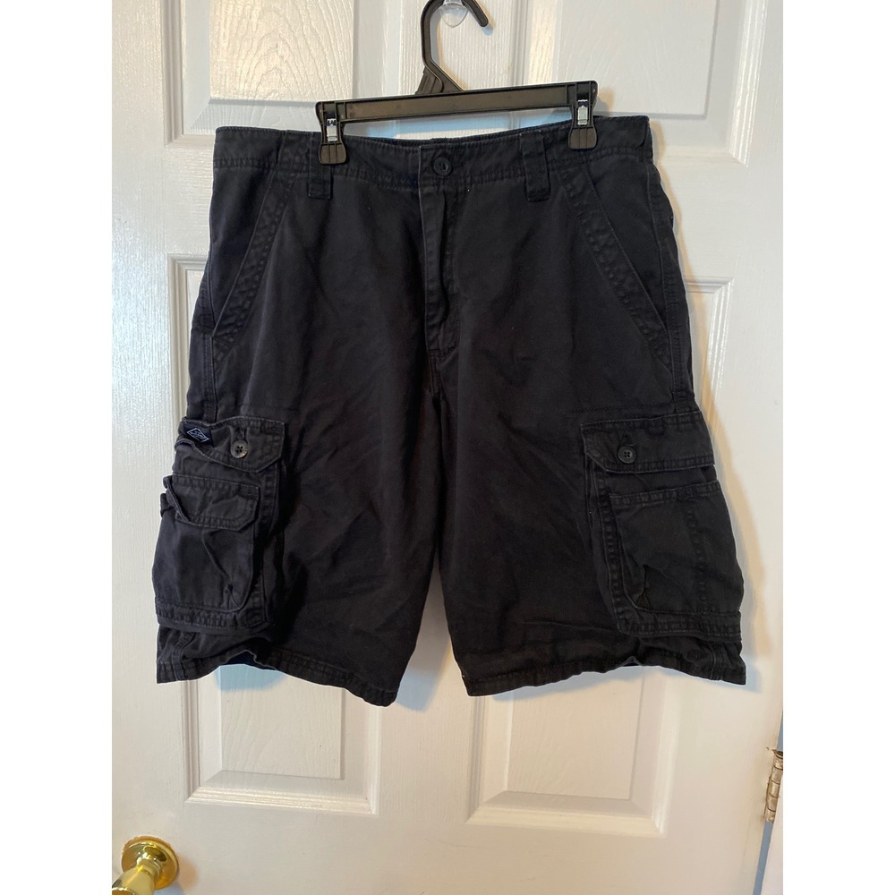 Lee Dungarees Mens Cargo Shorts Black Cotton Twill Multi Pocket Relaxed Fit 34